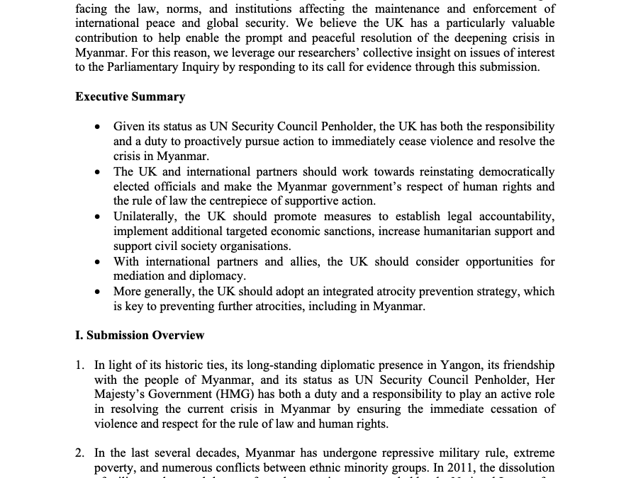 IPS Responds to Parliamentary Inquiry on Myanmar Crisis
