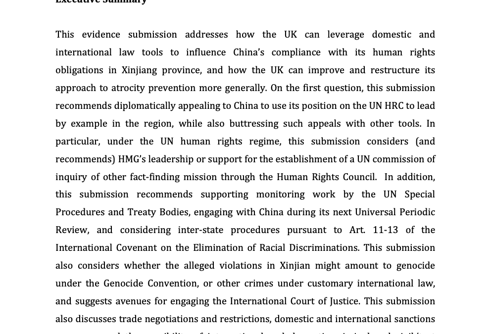 IPS Responds to Parliamentary Inquiry on UK-China Trade Relations