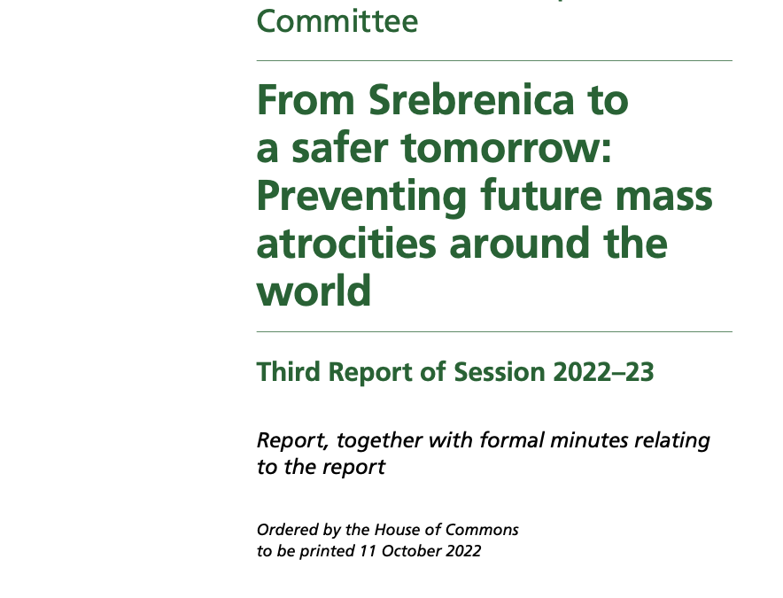UK Approach to Atrocity Prevention: Report of International Development Committee Cites IPS Written Evidence
