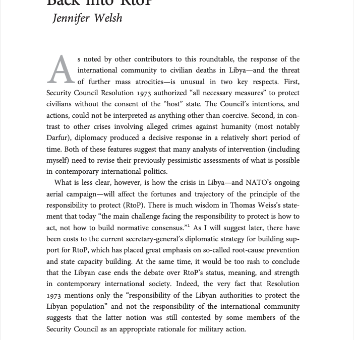 Civilian Protection in Libya: Putting Coercion and Controversy Back into RtoP