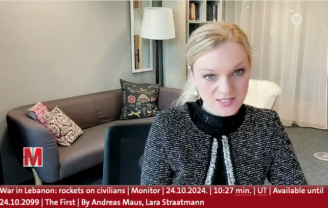 German TV Show Interviews Janina Dill on Israel Military Action in Lebanon