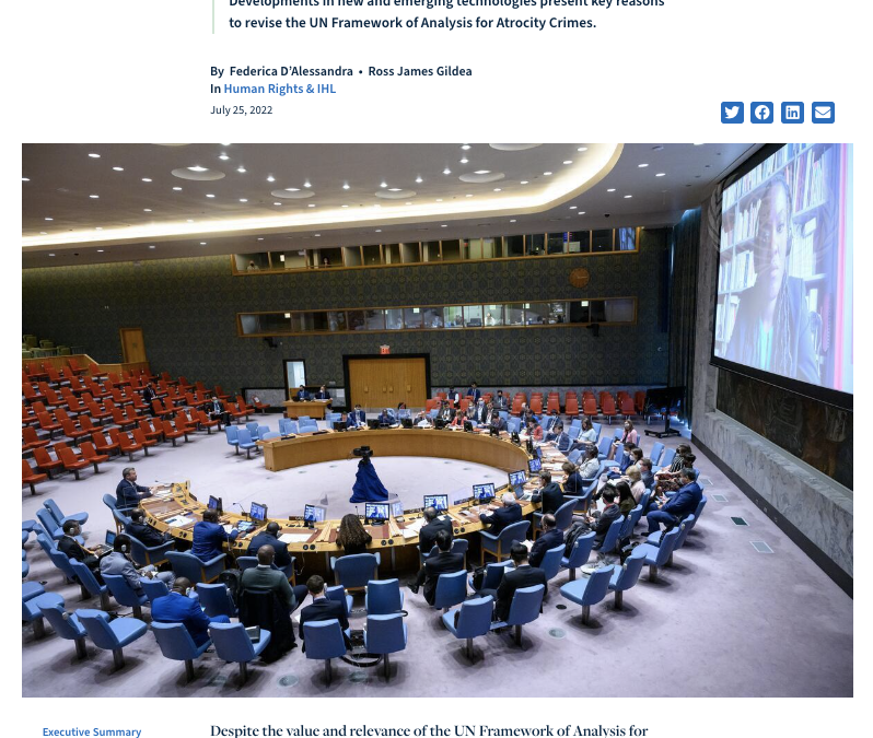Technological Change and the UN Framework of Analysis for Atrocity Crimes’