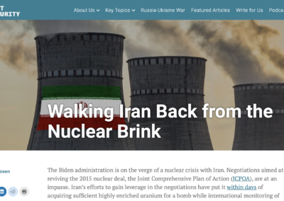New Article: ‘Walking Iran Back from the Nuclear Brink’