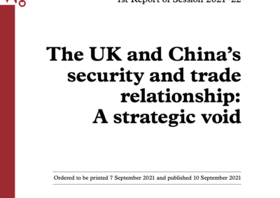 UK-China Relations: Report of International Relations and Defence Committee Report Cites IPS Written Evidence