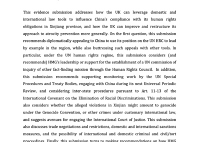 D’Alessandra and Sutherland, Written Evidence Submission to the UK Parliamentary Inquiry on Xinjiang