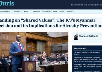 New IPS Blog Post: ‘Standing on “Shared Values”: The ICJ’s Myanmar Decision and its Implications for Atrocity Prevention’