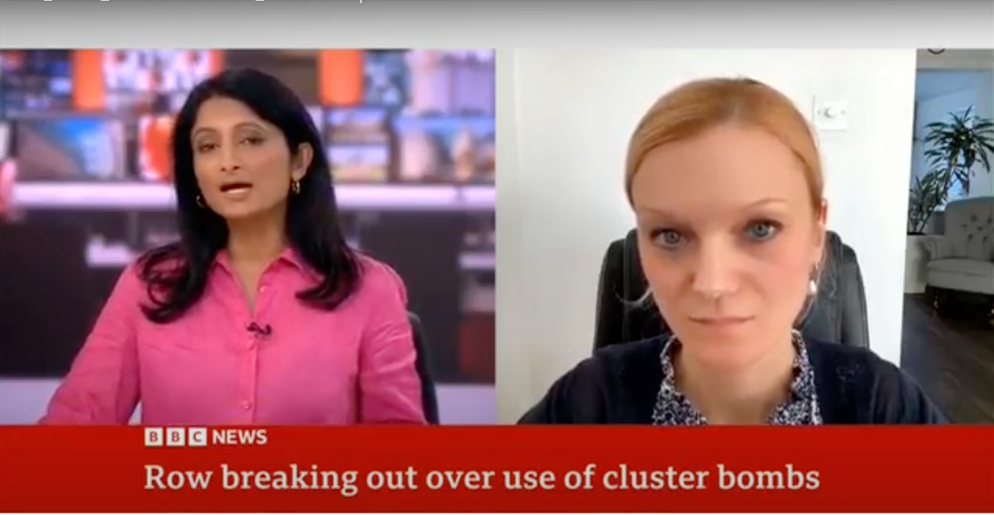 Janina Dill Speaks on Use of Cluster Munitions in Ukraine on BBC